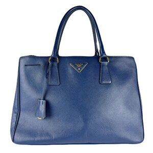 Prada Shoulder Bag Leather Blue Navy Blue